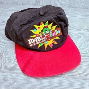 Vintage M&M Minis Candy 1997 Mars Inc Promo Snapback Hat Black Red hat